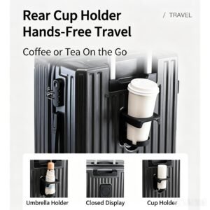 Expandable ABS/PC Trolley Suitcase – Hard Shell Luggage with Cup Holder & Silent Wheels
