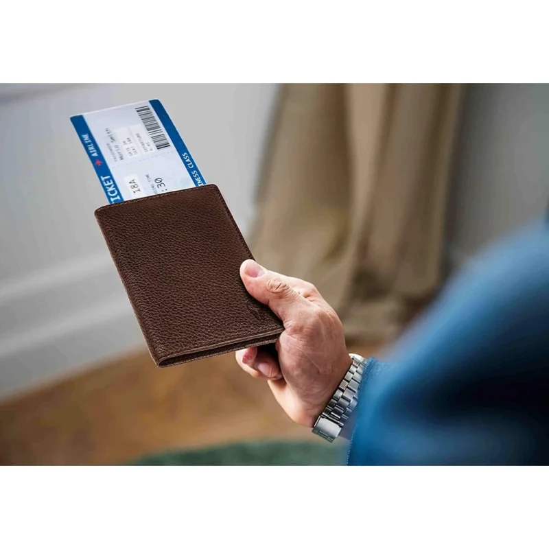 Unisex Leather RFID Blocking Passport Holder – Travel Wallet Organizer