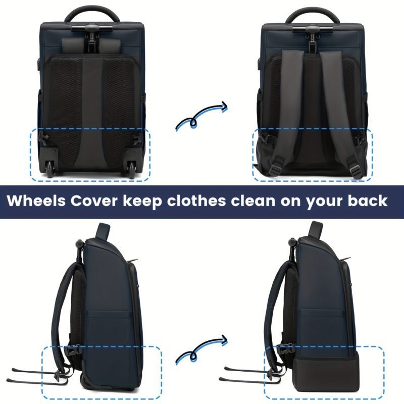 Rolling Backpack Trolley – Laptop Backpack & Carry-On Travel Suitcase