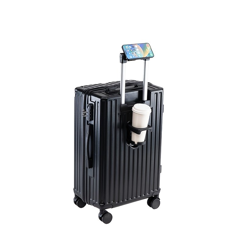 Expandable ABS/PC Trolley Suitcase – Hard Shell Luggage with Cup Holder & Silent Wheels