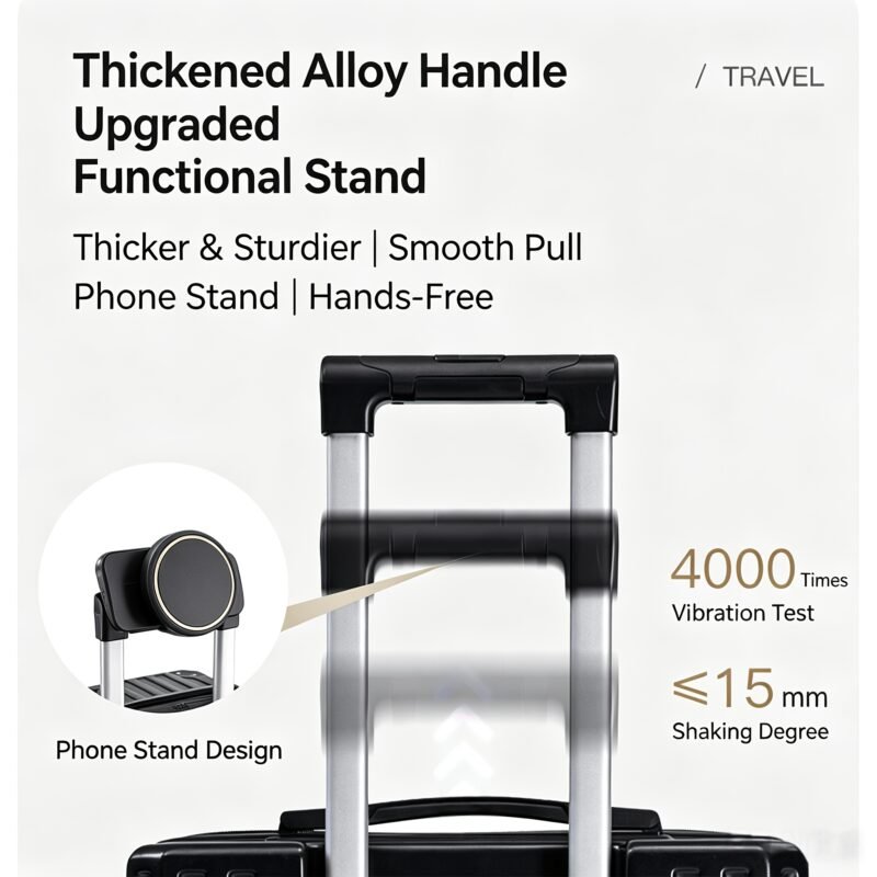 Expandable ABS/PC Trolley Suitcase – Hard Shell Luggage with Cup Holder & Silent Wheels