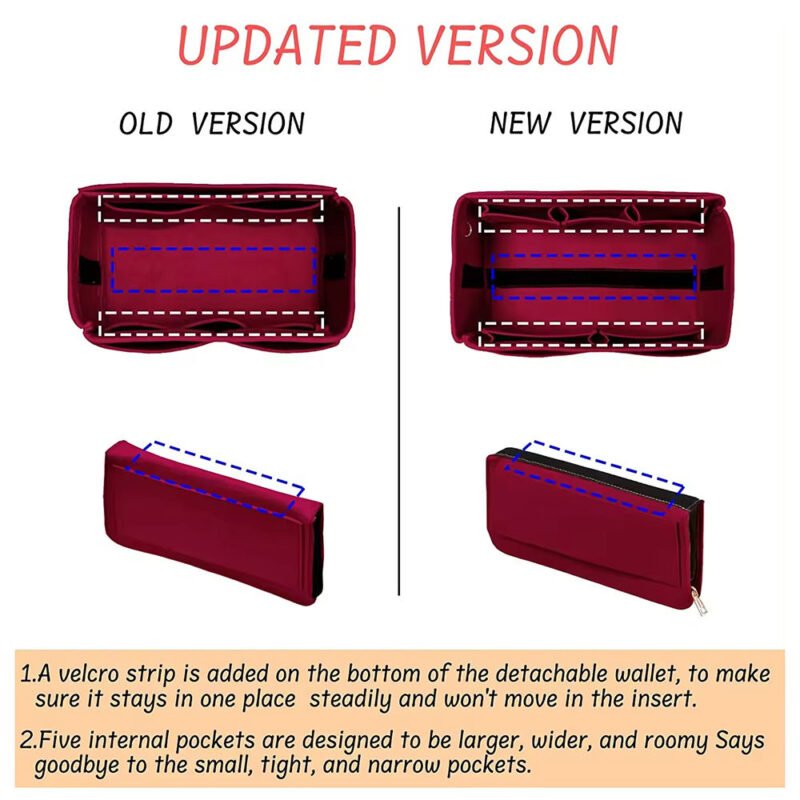 Dark Red Travel Cosmetic Organizer Bag – Multi-Pocket Zipper Storage Pouch
