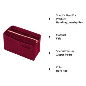 Dark Red Travel Cosmetic Organizer Bag – Multi-Pocket Zipper Storage Pouch