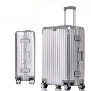 20-Inch Aluminum Carry-On Suitcase – Hard Shell Trolley Luggage with Password Lock