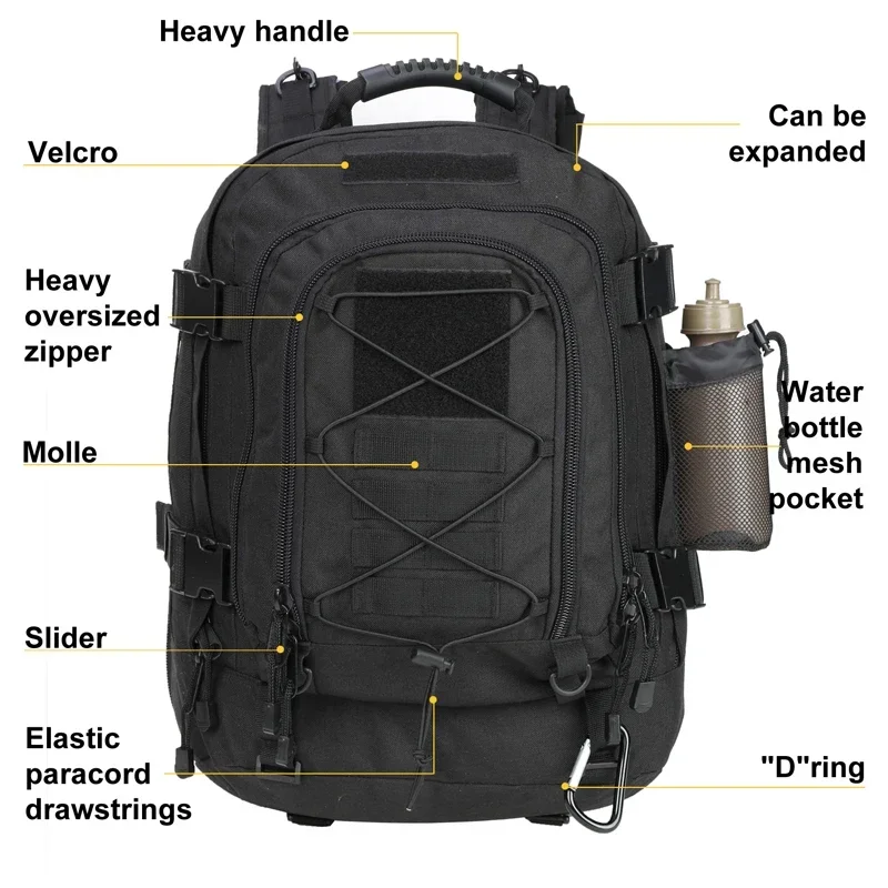 60L Large Capacity Tactical Backpack – Water-Resistant Hiking & Travel Pack