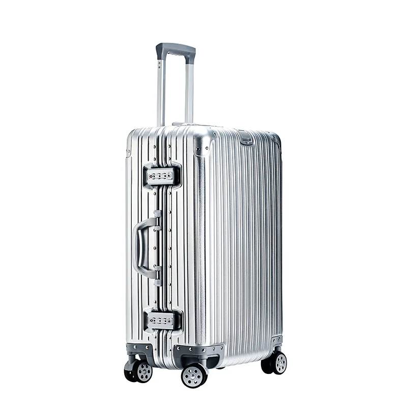 20-Inch Aluminum Carry-On Suitcase – Hard Shell Trolley Luggage with Password Lock