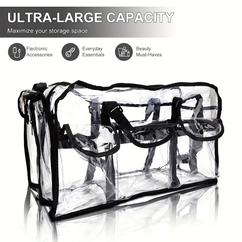 Sf155e6e6a99f4b3f8f2038448f2e79deZ.webp Large Transparent PVC Cosmetic Bag – Waterproof Travel & Beach Organizer