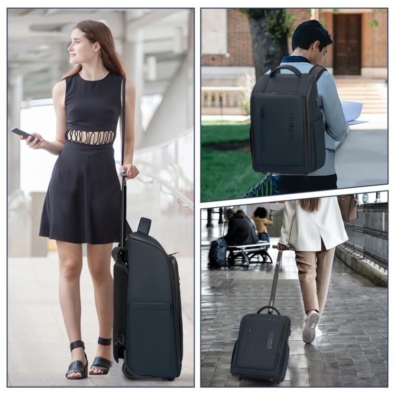 Rolling Backpack Trolley – Laptop Backpack & Carry-On Travel Suitcase
