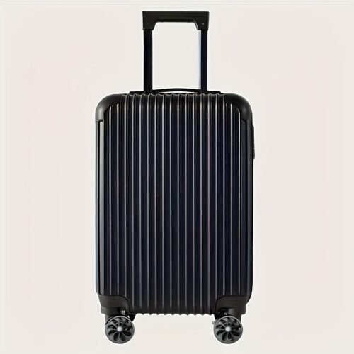 Modern Striped Carry-On Suitcase – Compact Travel Luggage with Combination Lock