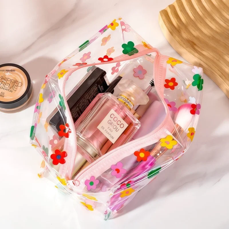 Transparent PVC Cosmetic Bag – Waterproof Travel Makeup Organizer