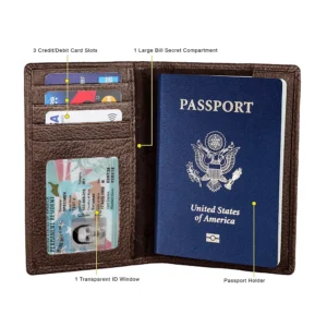 Unisex Leather RFID Blocking Passport Holder – Travel Wallet Organizer