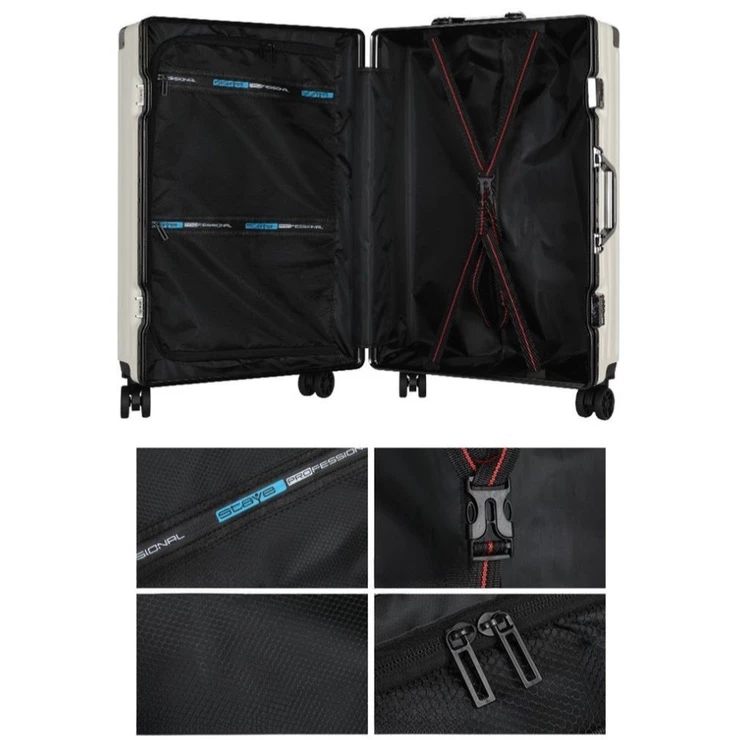 Large Capacity Aluminum Frame Trolley Suitcase – Durable Travel Luggage