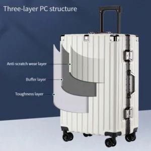Large Capacity Aluminum Frame Trolley Suitcase – Durable Travel Luggage