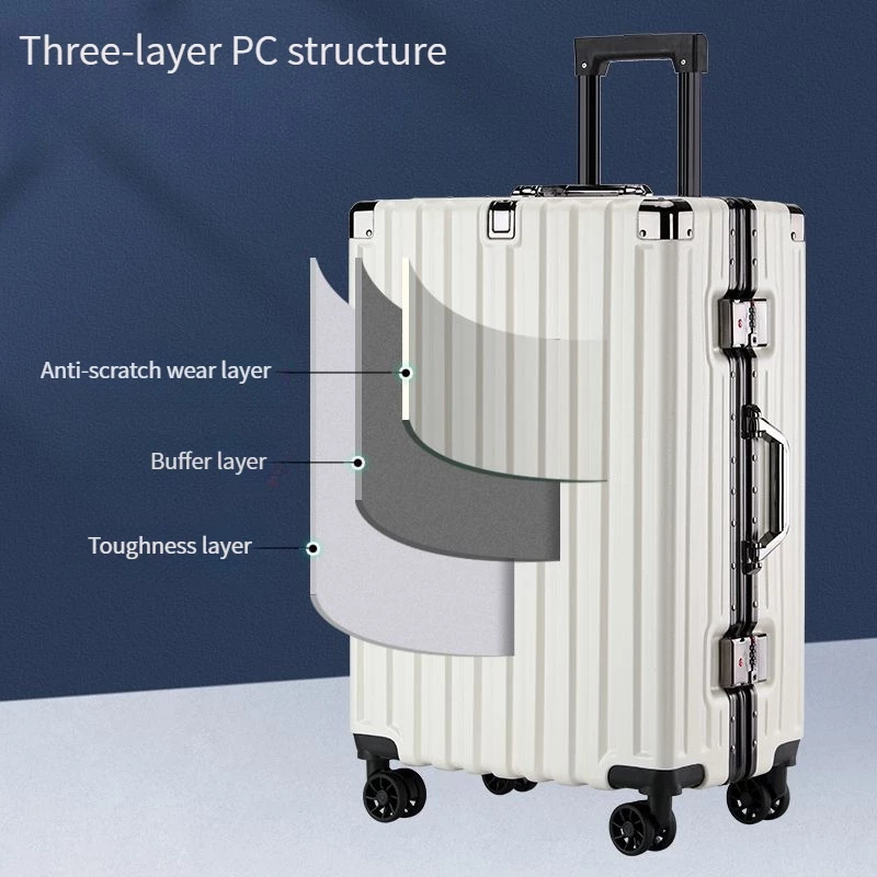 Large Capacity Aluminum Frame Trolley Suitcase – Durable Travel Luggage