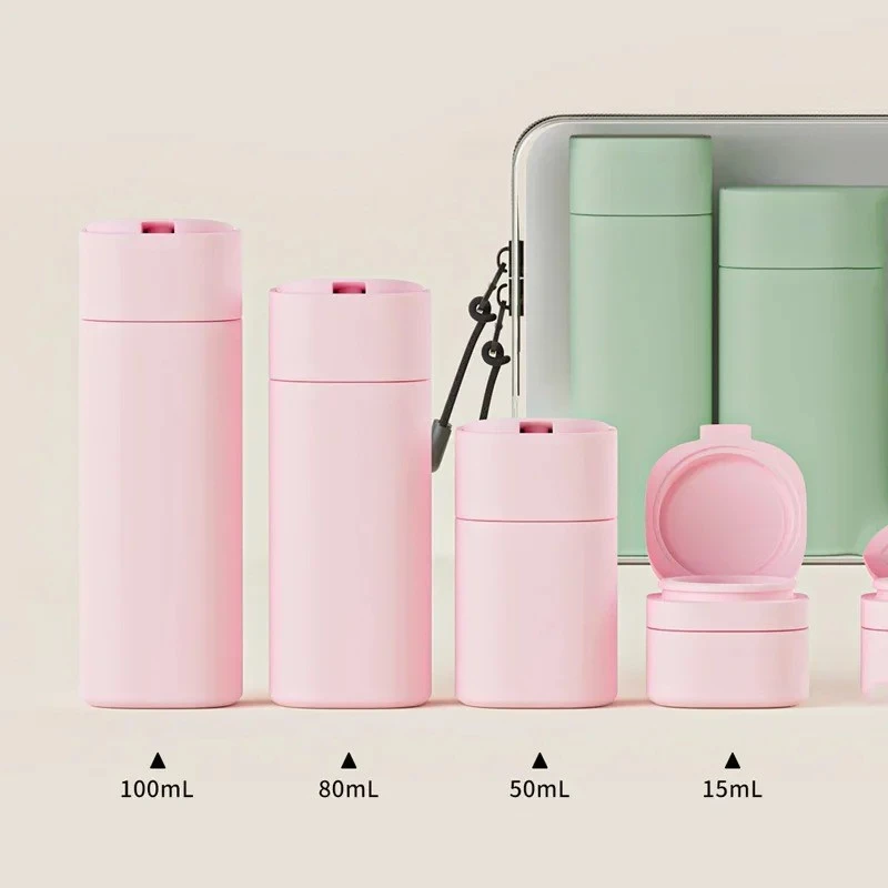 sg-11134201-824h2-mfnp0e3uocnd9c.webp 5-Piece Travel Dispenser Bottle Set – Portable Lotion, Shampoo & Cleanser Containers