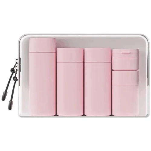 sg-11134201-824i4-mfnp0drjz18p7a.webp 5-Piece Travel Dispenser Bottle Set – Portable Lotion, Shampoo & Cleanser Containers
