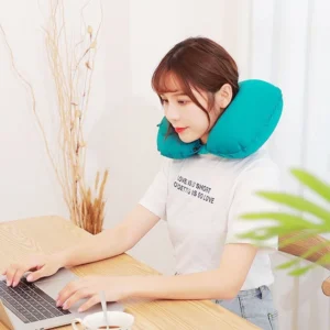 Automatic Inflatable Neck Pillow – Breathable U-Shaped Travel Headrest