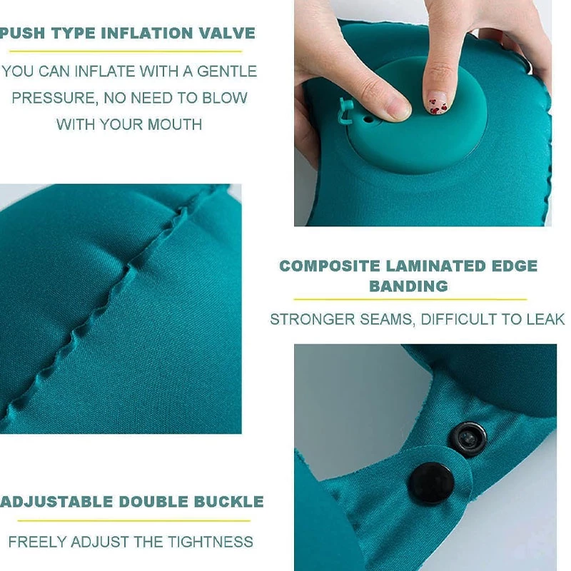 Automatic Inflatable Neck Pillow – Breathable U-Shaped Travel Headrest